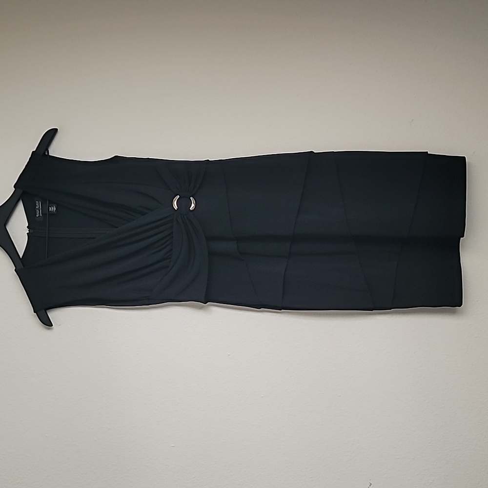 White House Black Market Instantly Slimming Black Dress Tiered Sleeveless Size 6